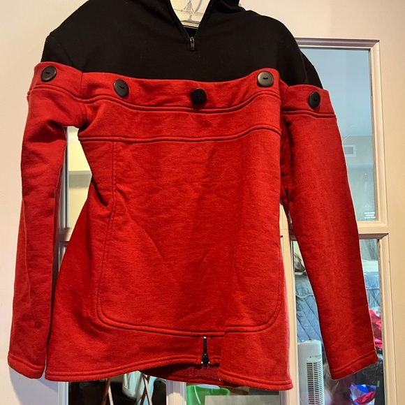 Red and Black Women's Sweatshirt - Picture 2 of 3